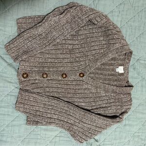 Ribbed Button-Front Knit Cardigan - Brown
